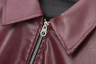 Women's Leather Jacket with Zipper Front and Classic Lapel Collar 7