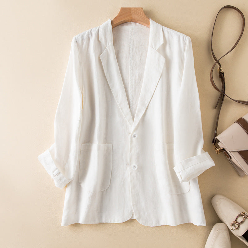 Women's Lightweight Casual Jacket with Lapel Collar and Patch Pockets – Perfect for Spring & Autumn 0
