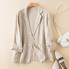 Women's Lightweight Casual Jacket with Lapel Collar and Patch Pockets – Perfect for Spring & Autumn 1