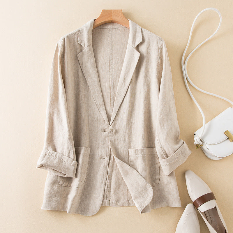 Women's Lightweight Casual Jacket with Lapel Collar and Patch Pockets – Perfect for Spring & Autumn 1