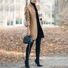 Women's Long Wool Trench Coat with Stand Collar and Sleek Fit 0