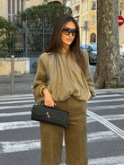Women's Loose Fit Bomber Jacket with Long Puff Sleeves and Zip Front 3