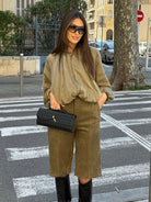 Women's Loose Fit Bomber Jacket with Long Puff Sleeves and Zip Front 4