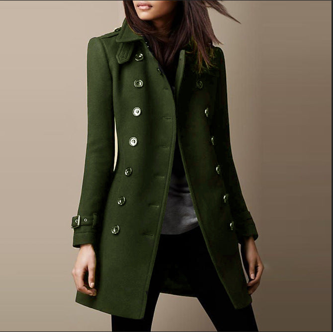 Women's Midi Coat with Elegant Collar 0
