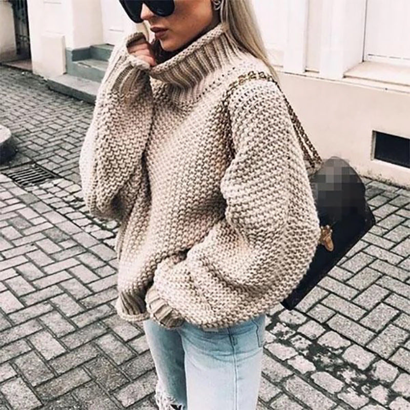 Women’s Oversized Chunky Knit Turtleneck Jumper 1