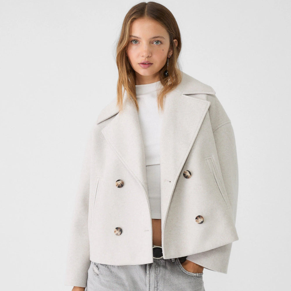 Women's Oversized Wool Coat - Short Double 0