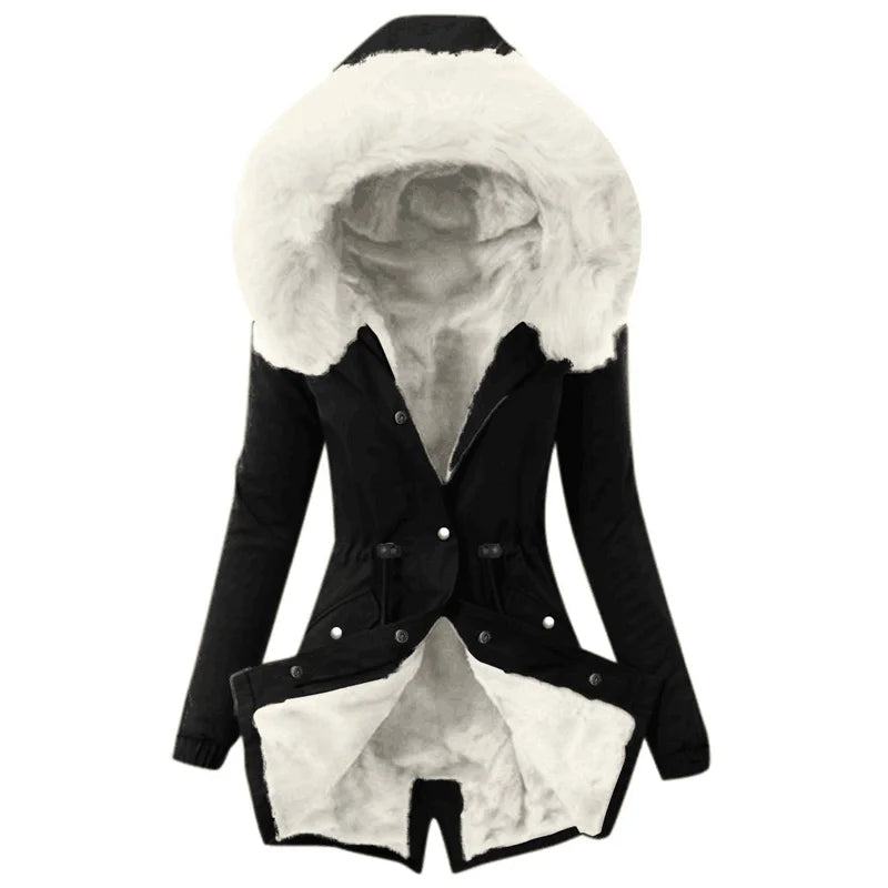 Women's Parka Jacket With Faux Fur Hood 0