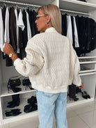 Women's Quilted Bomber Jacket with Zip Front and Ribbed Trim 2
