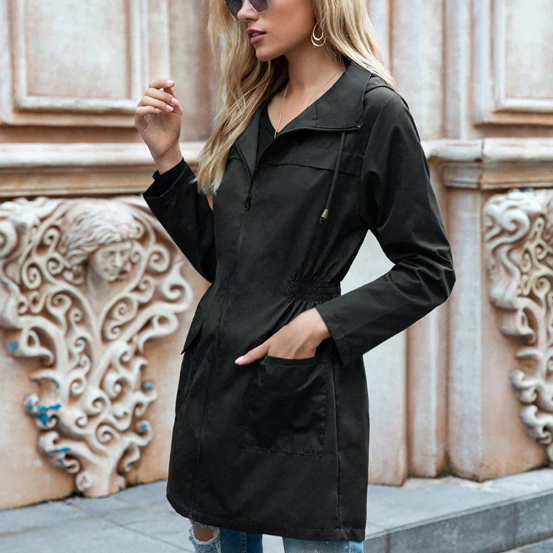 Women’s Relaxed Fit Waterproof Long Rain Jacket – Adjustable Hood, Comfortable Outdoor Coat for All-Weather Protection 2