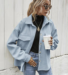 Women’s Stylish Oversized Wool Blend Winter Jacket – Button Front Coat with Functional Chest Flap Pockets 1