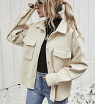 Women’s Stylish Oversized Wool Blend Winter Jacket – Button Front Coat with Functional Chest Flap Pockets 2