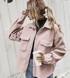 Women’s Stylish Oversized Wool Blend Winter Jacket – Button Front Coat with Functional Chest Flap Pockets 3