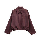 Women's Suede Bomber Jacket in Brown and Green – Casual Vintage Motorcycle Coat with Zipper Closure 6