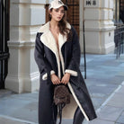 Women's Tailored Long Leather Coat with Plush Lining and Wide Lapels – Winter Coat for Formal and Casual Wear 0