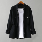 Women's Trench Coat with Flap Pockets and Zip Placket – Slim Fit Spring/Fall Outerwear 0