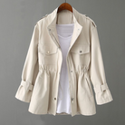 Women's Trench Coat with Flap Pockets and Zip Placket – Slim Fit Spring/Fall Outerwear 1