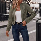Women's Velvet Double-Breasted Jacket with Mandarin Collar – Retro Chic Design in Soft Deerskin Texture 3