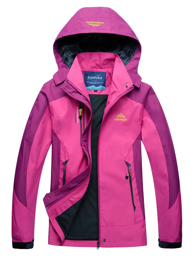 Women's Waterproof Windbreaker Jacket with Sporty Hooded Design 3