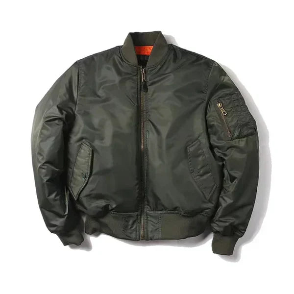 Women's Windproof Bomber Jacket with Zip Pocket and Ribbed Cuffs 0