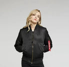 Women's Windproof Bomber Jacket with Zip Pocket and Ribbed Cuffs 2