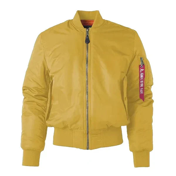 Women's Windproof Bomber Jacket with Zip Pocket and Ribbed Cuffs 9