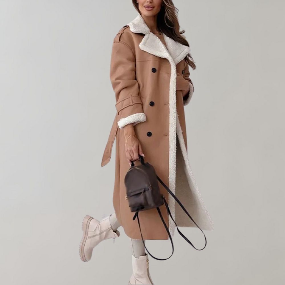 single-breasted winter coat made of soft leather 4