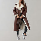 single-breasted winter coat made of soft leather 6